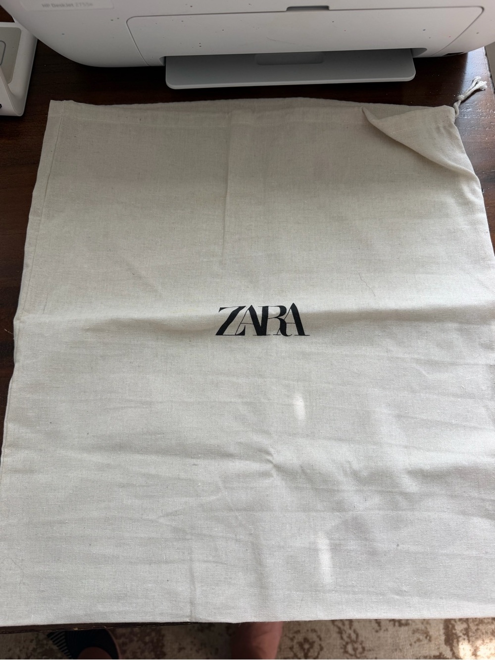 Zara Natural Canvas Bag with Black Logo